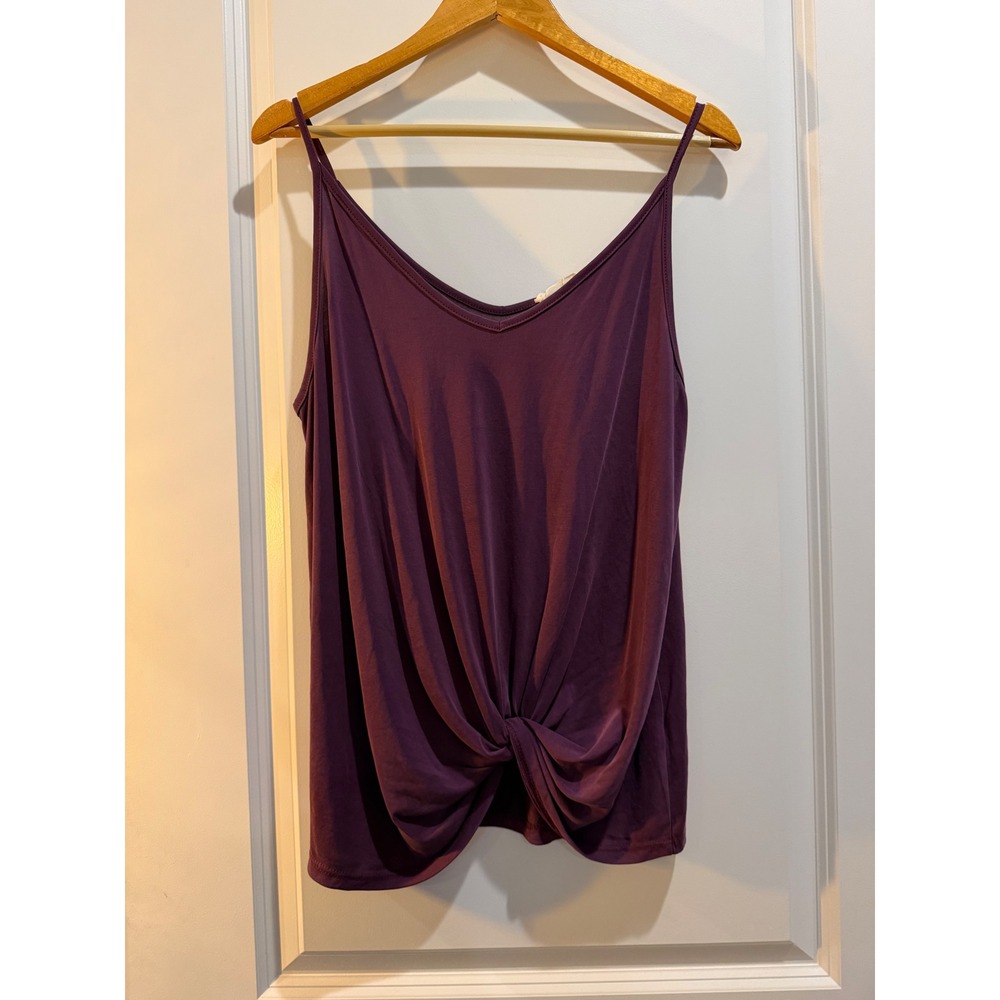 Entro Womens Purple Front Knot V-Neck Cami Tank Top Medium Sleeveless 2898